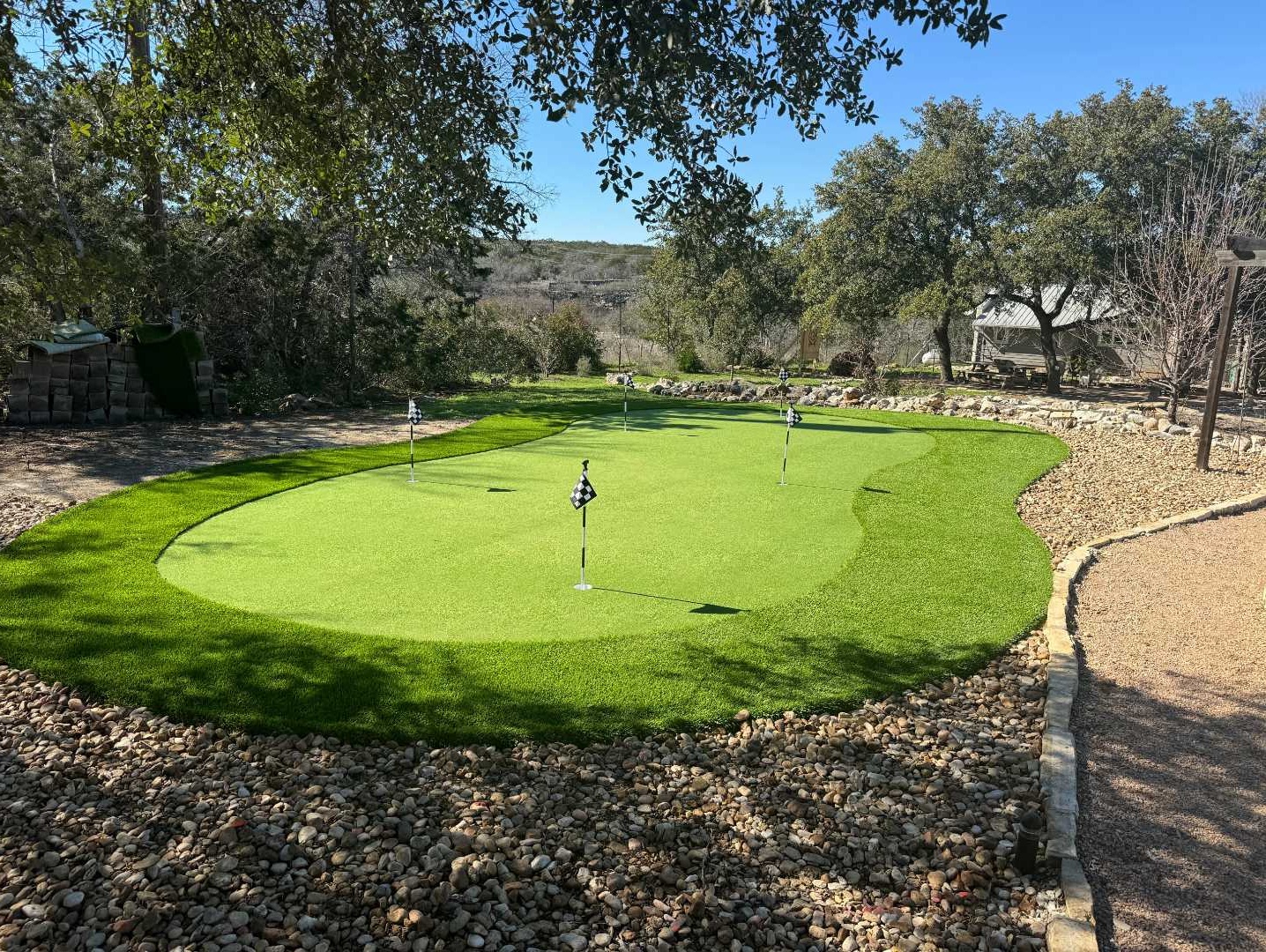 Custom backyard putting green installation in Cedar Park, TX